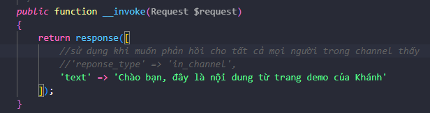 cách phản hồi Slack command