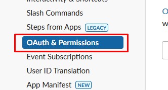 Vị trí Oauth & Permission trên menu